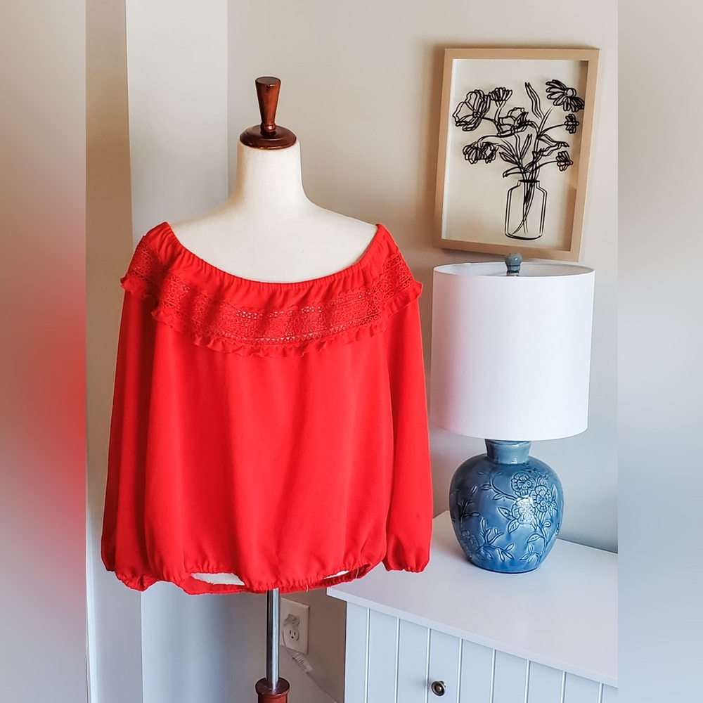 Elegant Red Off-Shoulder Women's Top